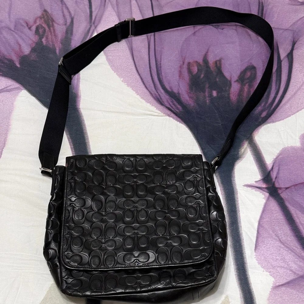 Coach Black Embossed Messenger Bag